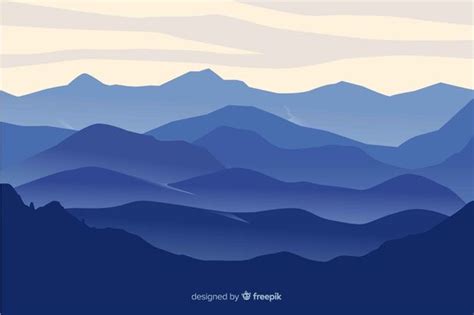 Free Vector Mountains Landscape Blue Gradient Vector Free Mountain