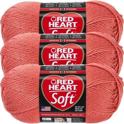 Red Heart Soft Yarn Coral Multipack Of 3