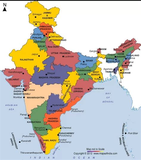 States And Capitals Map Of India India Map India Worl