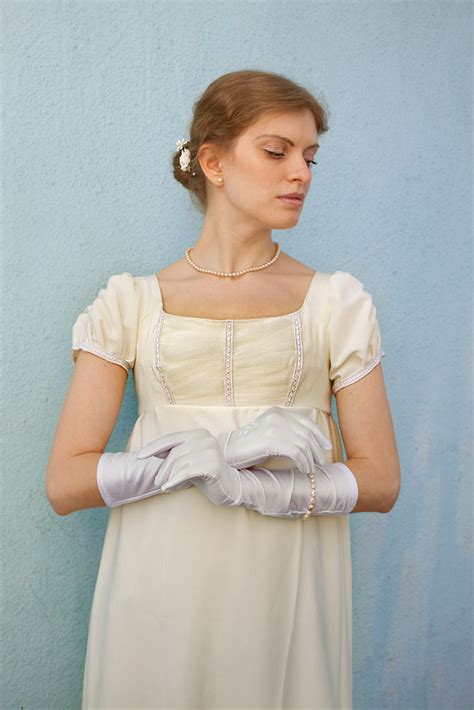 Regency Dress White High Waistline Gown Napoleonic Fashion Etsy Canada