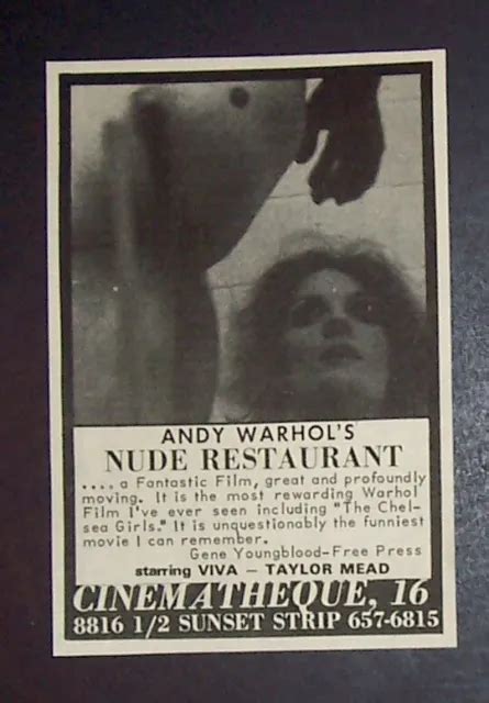 Andy Warhol Nude Restaurant Viva Taylor Mead 1968 Mini Poster Type Movie Ad 1 11 99 Picclick