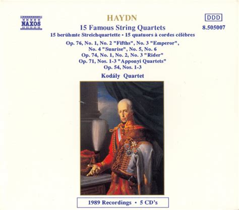 15 Famous String Quartets De Joseph Haydn Kodály Quartet 1990 Cd X 5 Naxos Cdandlp Ref
