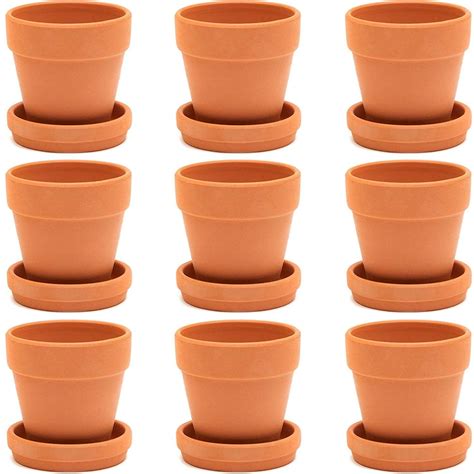 9 Packs 3 Terra Cotta Pots With Saucer Mini Small Terracotta Flower