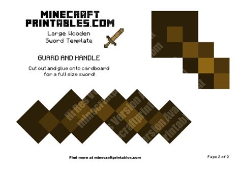 Wooden Sword Printable Minecraft Wooden Sword Papercraft Template