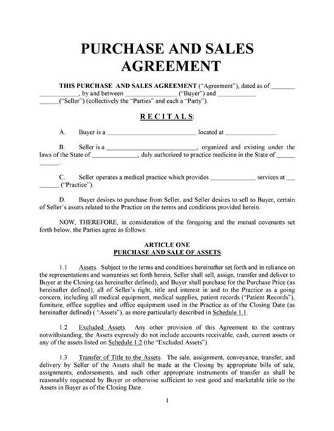 Purchase And Sales Agreement-Basic- With Exhibits: REALCREFORMS - sale