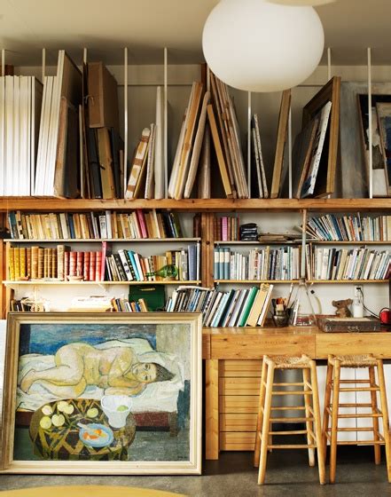 Backyard studio ideas home office farmhouse with tile floor painting. La Maison Boheme: Art Storage Ideas