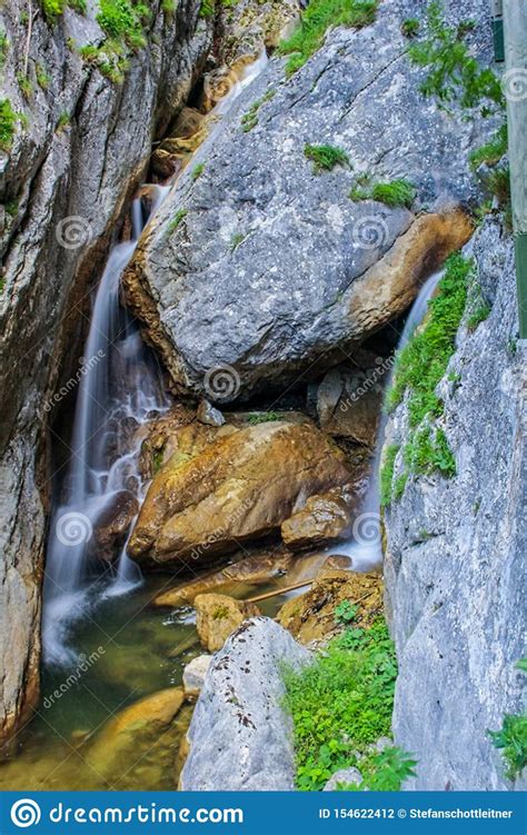 Waterfall Between Rocks In The Mountain Stock Photo Image Of America