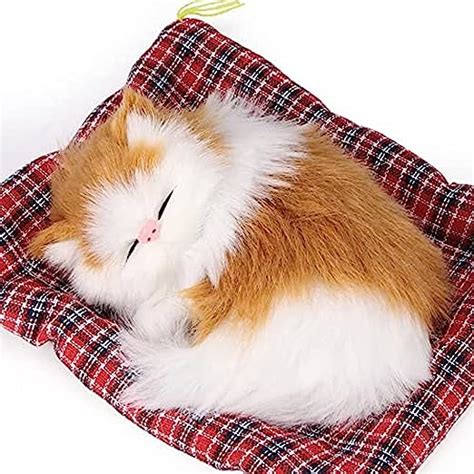 لعبة دمية على شكل قطة نائمة فاخرة لديكور المنزل وسيارة قطط قطيفة جميلة