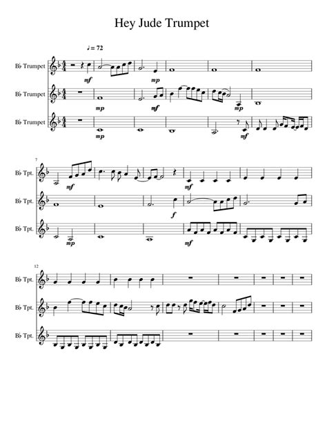 Further instrumentation is added as the song progresses to distinguish sections. Hey Jude Trumpet sheet music for Trumpet download free in PDF or MIDI