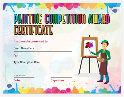 Painting Competition Award Certificates For Word Professional