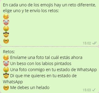 Cadenas de whatsapp de preguntas atrevidas retos calientes.para whatsapp yahoo. Cadenas de retos HOT para WhatsApp | Juegos para Whatsapp ...