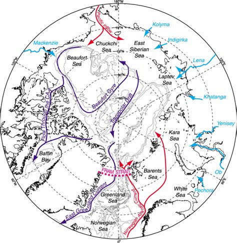 Schematic Map Showing The Surface Circulation Of The Arctic Ocean And