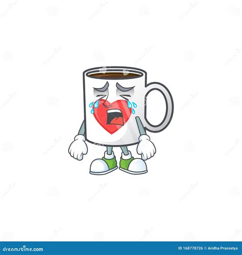 Sad Of Cup Coffee Love Cartoon Mascot Style Stock Vector Illustration