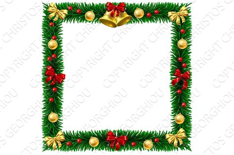 Christmas Wreath Border Frame Custom Designed Textures