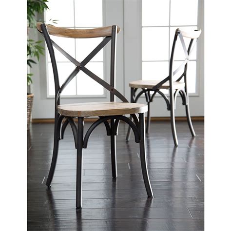 Walker Edison Industrial Farmhouse Wood And Metal X Back Kitchen Dining Chairs Armless Dining