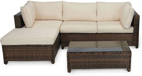 EDYO LIVING Outdoor 3-Piece Brown Wicker Modular Patio Furniture