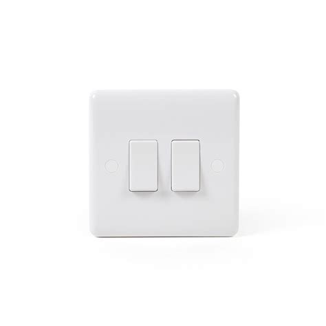 5 Pack White Double Light Switch White Plastic 10a 2 Gang 2 Way