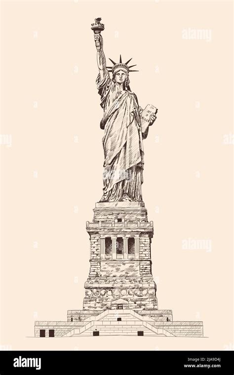 Liberty Enlightening The World Statue In New York America Pencil