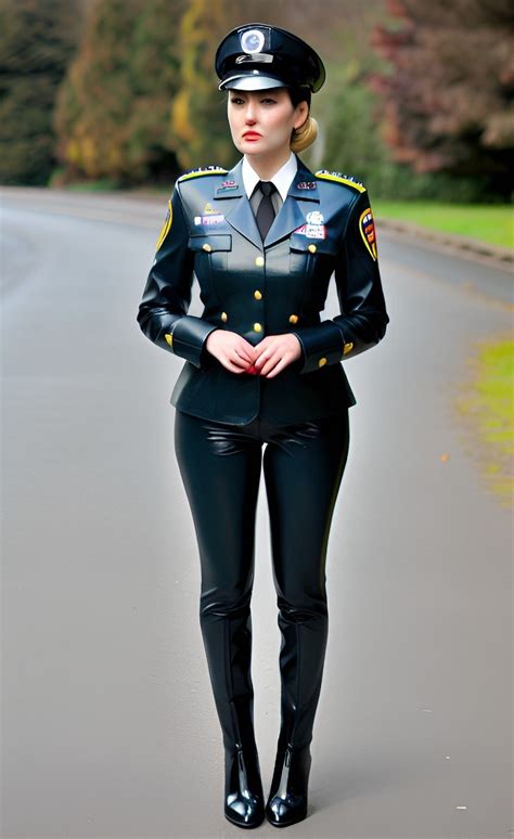 Genderqueer Fashion Latex Cosplay Female Cop Heavy Metal Girl Latex