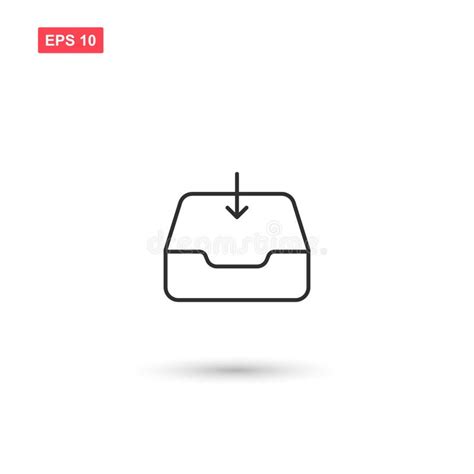 Inbox Icon Red Glossy Metallic Inbox Symbol Isolated On White Concrete