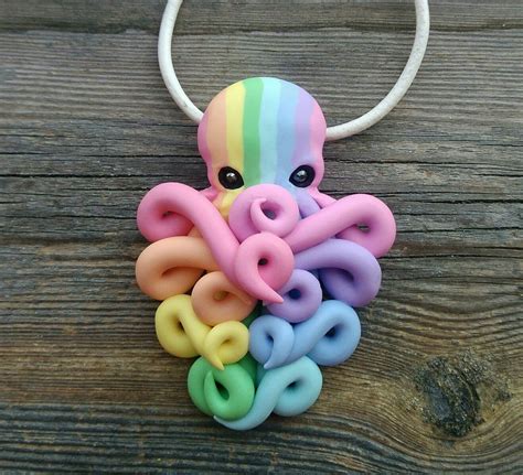 An Octopus Necklace Made Out Of Polymer Beads