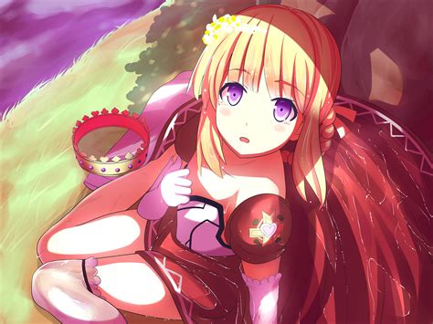 Crowns Anime Girls Blonde Purple Eyes Original Characters