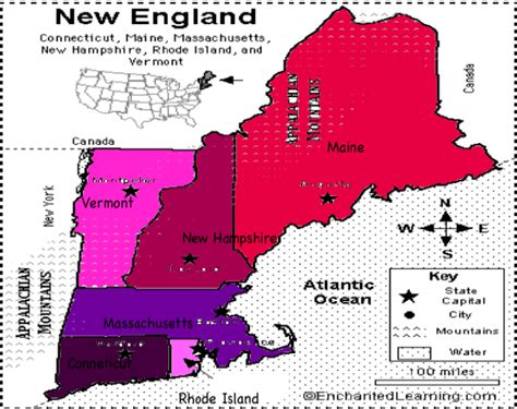 New England States Map United States Map
