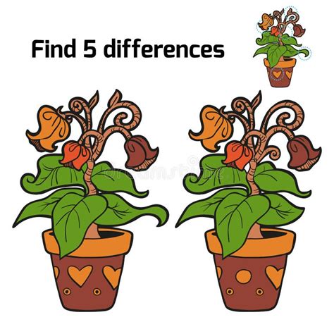 Find Five Differences Flowers Stock Vector Illustration Of Botany
