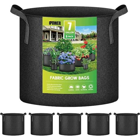 Ipower 7 Gal Black Grow Bags Nonwoven Fabric Pots Aeration Container