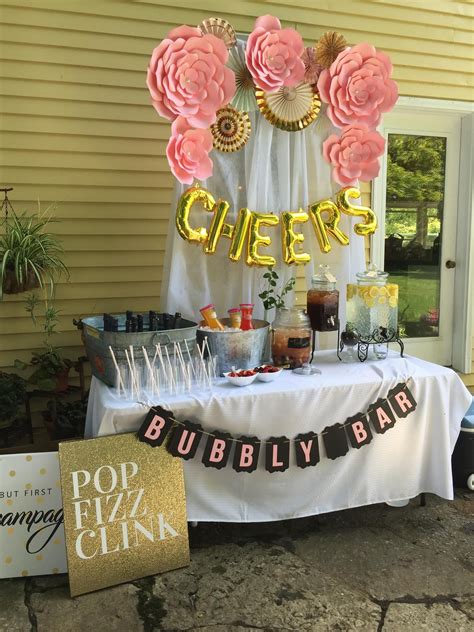 There are so many options when it comes to decorating for a wedding or bridal shower. Lee's Bridal Shower: Pink and gold mimosa bar with DIY ...