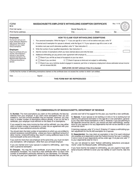 Ma Dor M 4 2019 2022 Fill Out Tax Template Online Us Legal Forms