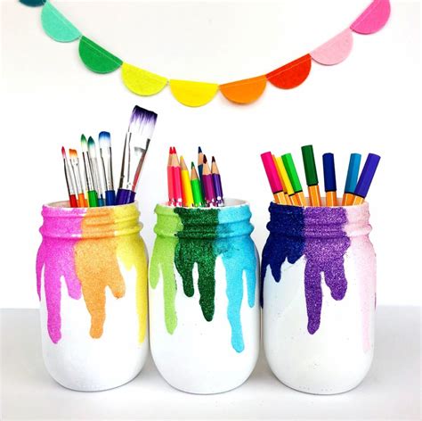 A summer reading jar, memory jar, and a jar full of acts of kindness. DIY Glitter Mason Jars Craft • Color Made Happy