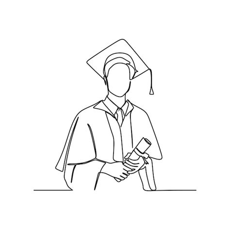 Premium Vector Continuous Line Drawing Of Young Male University Graduate