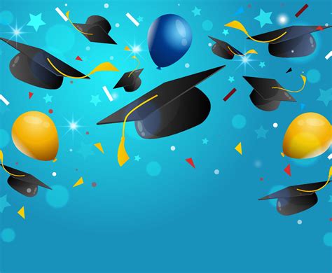 Graduation Caps And Balloon In The Air Freevectors