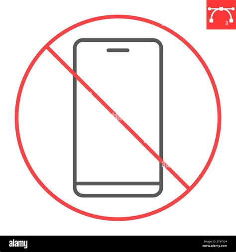 No Cell Phone Line Icon Prohibition And Forbidden No Smartphone Sign