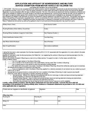 Institutions seeking exemption from sales and use tax must complete this application. Bill Of Sale Form Wyoming Affidavit Of Vehicle Ownership Form Templates - Fillable & Printable ...