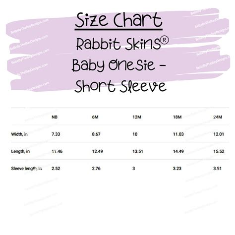 Rabbit Skins Onesie Size Chart Onesie Size Chart Mockup | Etsy