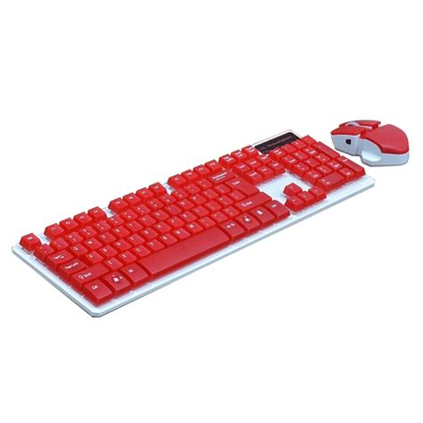 24ghz Portable Cool Red Wireless Keyboard And Mouse Combo Set Red In