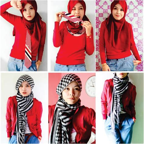 Model Hijab Paduan Busana Merah Hijab Tutorial Pasmina