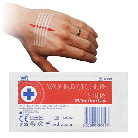 Blue Lion 3mm X 75mm Sterile Wound Closure Skin Stitch Adhesive Wound Strips Ebay