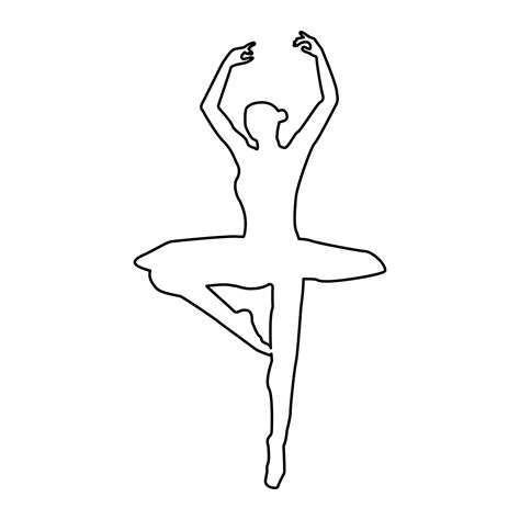 Ballet Dancer Contour Outline Line Icon Black Color Vector Illustration