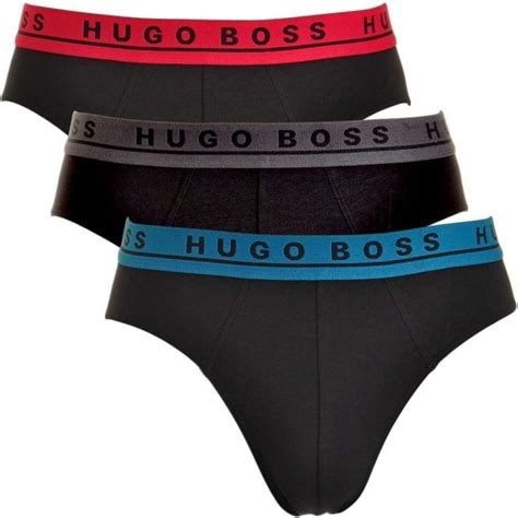 Hugo Boss Cotton Stretch 3 Pack Mini Brief Black With Red Blue Grey