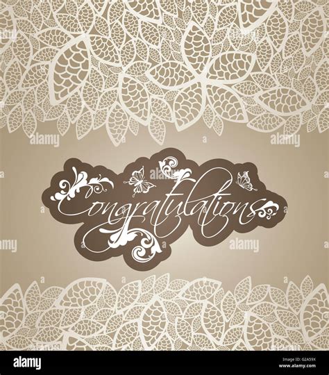 Congratulations Greeting Card With Floral Swirls And Lace Leaves