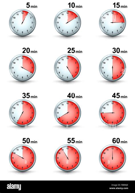 Vector Set Of Red Timer Icons Different Time Interval Icons Stock