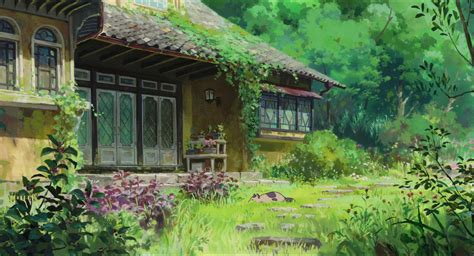 Studio Ghibli Anime Pastel Artwork Cottage Background