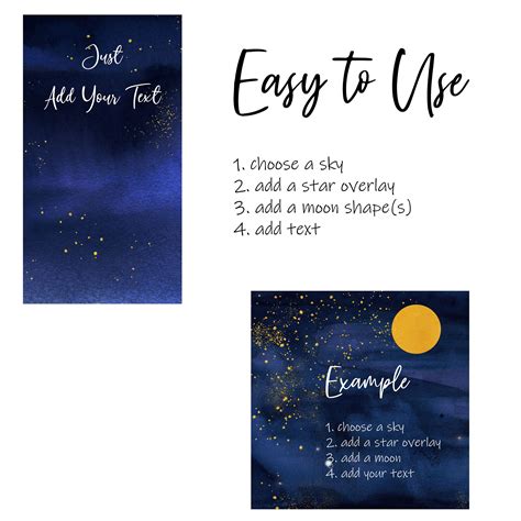 Star Overlays And Watercolor Night Sky Clipart Gold Moon Etsy Canada