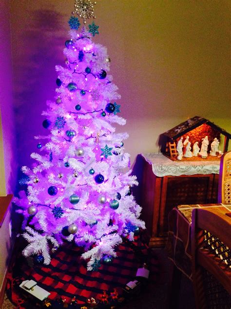 White Christmas Tree Purple Lights Christmas Images 2021