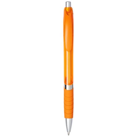 Turbo Translucent Ballpoint Pen With Rubber Grip Type Center