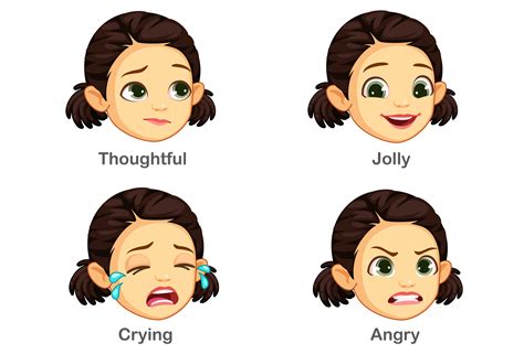 Set Of Girl Facial Expressions Vector Art At Vecteezy