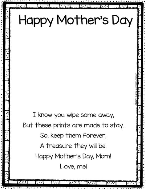 Printable Mother S Day Handprint Poem